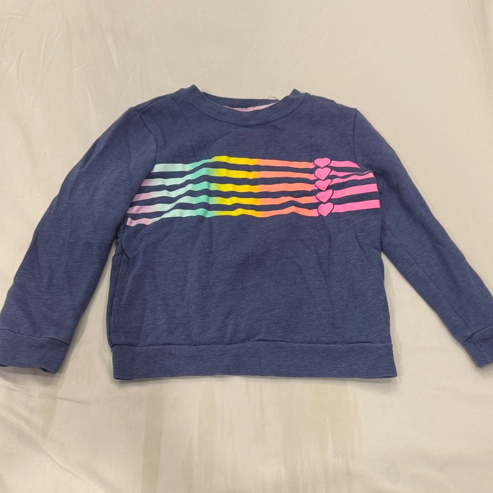 Cat & Jack Blue Sweatshirt with Rainbow Hearts
